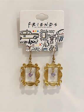 FRIENDS Frame Drop Earrings with Lavender Bead